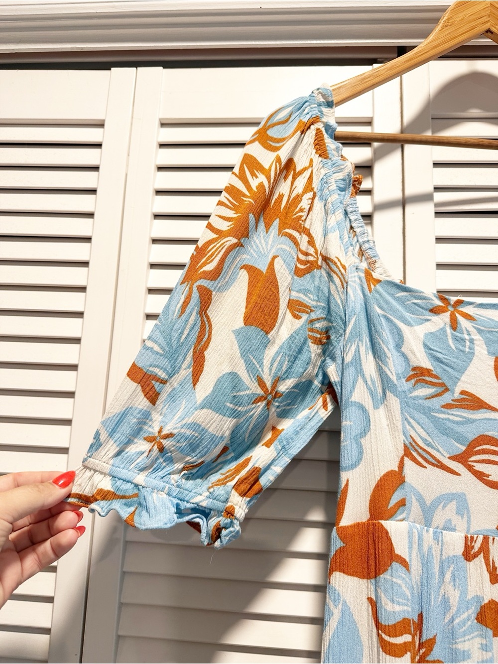 Vestique Hawaiian Escape Maxi Dress Blue Burnt Orange S - Picture 5 of 13